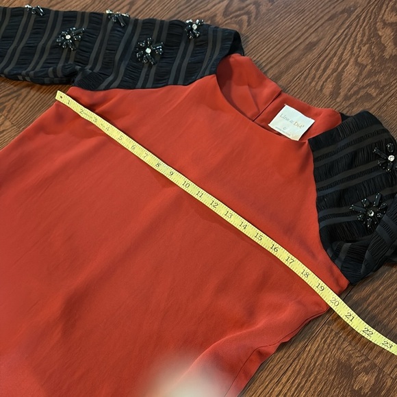 Line & Dot color block muni dress embellished beaded accent statement sleeves M - Picture 16 of 17